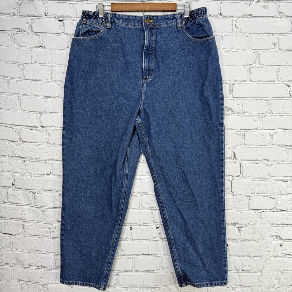 LL Bean Jeans Women's 18 Petite‎ Blue Original Fit Relaxed High Rise Denim 34x28